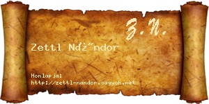 Zettl Nándor névjegykártya